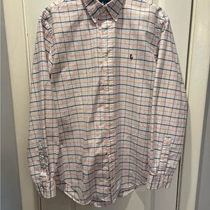 Polo Ralph Lauren White & Pink Long Sleeve Button Up Classic Fit 16 1/2 34 35